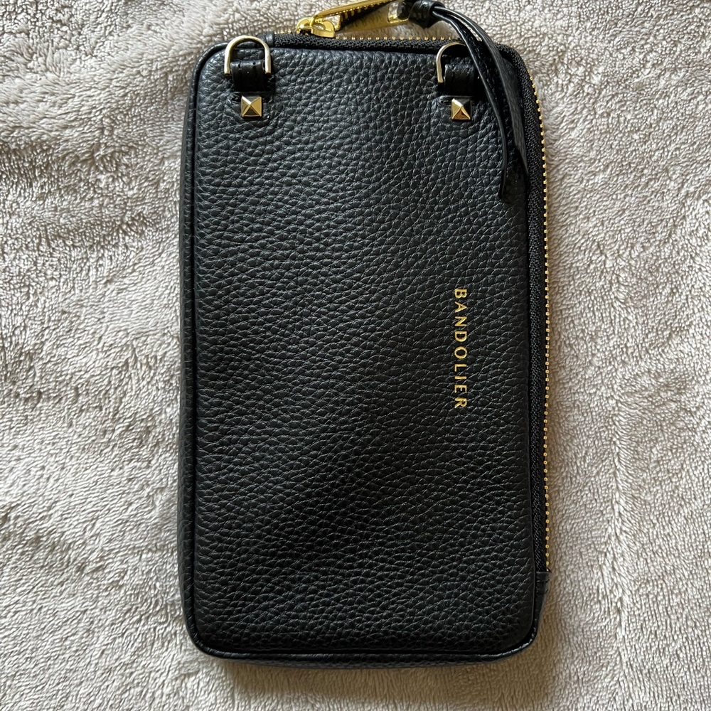 Bandolier Black Pebbled Leather Expanded Pouch